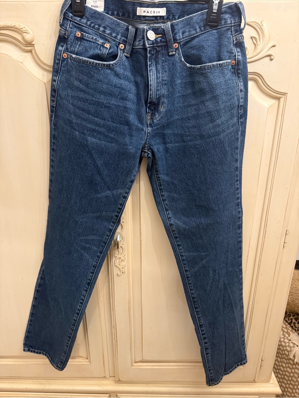 PacSun Men's Mid/Dark Blue Slim Straight Jeans